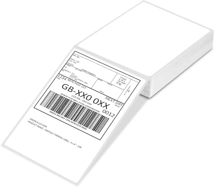 JeeJaan® 100 of Fanfold Thermal Label 4x6 Sticky Labels 100 x 150 mm Self-Adhesive Direct Shipping Labels Works with Zebra TSC Toshiba Citizen Label Printers for Shipping Barcodes Inventory