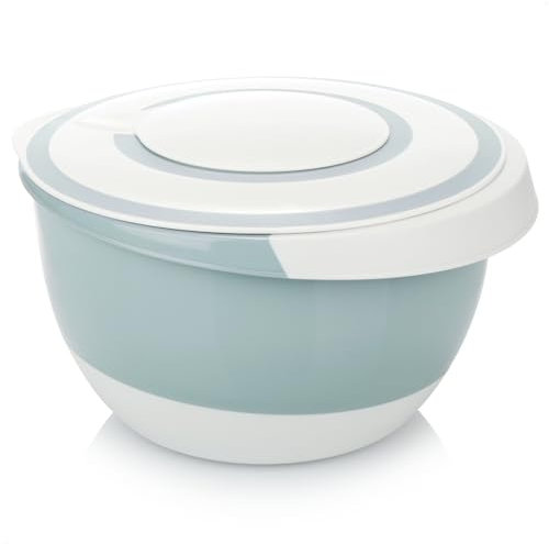 com-four® Bol mélangeur de 5 l avec couvercle, saladier, récipient de conservation des aliments et bol de cuisson avec base antidérapante [la sélection varie] (5L - coloré + blanc)
