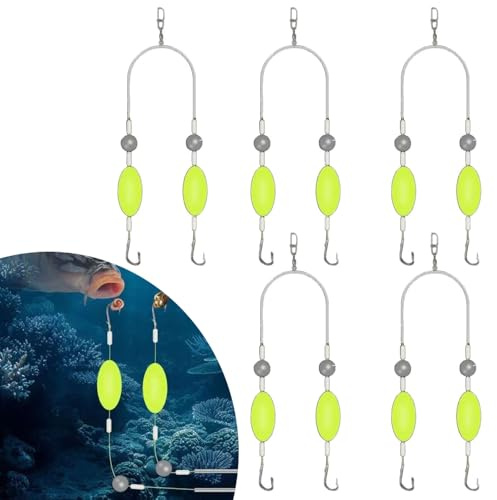 Doppelhaken Angeln,Doppelhaken-Set Mit Umkehrdesign,Reverse Bottom Rig Verbesserte Version Boosts Hook,Double Reverse Angelhaken Set (5PCS)