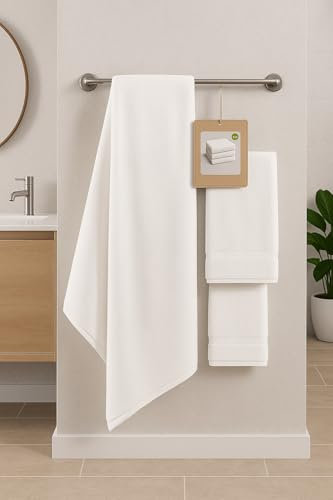 Corredocasa Set 3 Asciugamani Bagno Bianchi in Spugna Premium 100% Cotone – Tris Telo Doccia 100x150, Asciugamano 60x105, Ospite 40x60 – 500gr Super Assorbenti (Tris Luxury spugna extra)