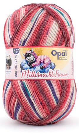 Opal Mitternachtstraum Sockenwolle, 4-fach, 75% Schurwolle Superwash, 25% Polyamid, 100g, 425m Lauflänge, für Strickprojekte, Nadelstärke 2,5-3,0mm (11641 Erster Tanz)