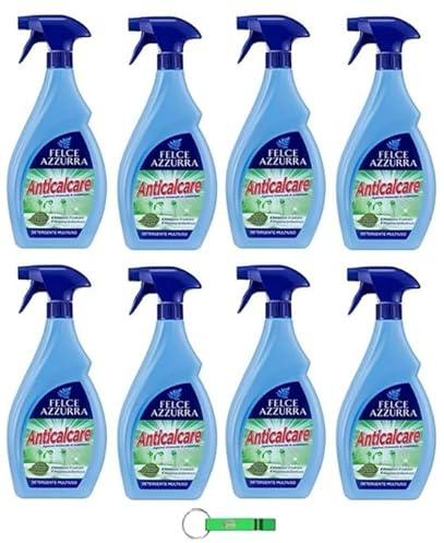 8x Felce Azzurra Anti-Kalk-Badreiniger,Detergente Bagno Anticalcare,Antikalk Kalklöser,750ml + Beni Culinari Kostenloser Schlüsselanhänger