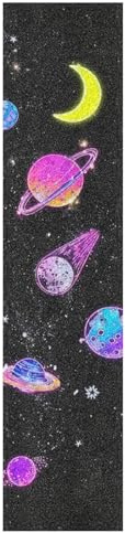 tplaotee Buntes fluoreszierendes Planeten-Universum-Griptape für Skateboards mit Design, Grippy-Griptape für Scooter, Grippy-Griptape, Cruiser, 111,8 x 25,4 cm