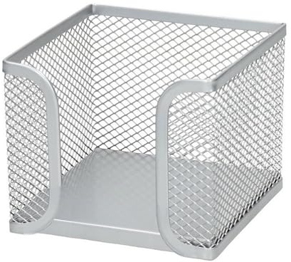 D.RECT KOMO Boîte à Notes Métal Mesh – Organisateur de Bureau Compact – Support Stable pour Bloc-Notes – 95 × 95 × 80 mm – Argent