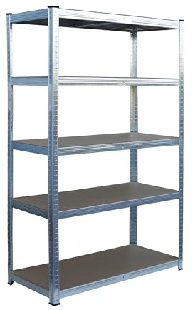 Relaxdays Schwerlastregal, 5 Ebenen, HBT: 180 x 100 x 30 cm, bis 875 kg, Keller & Garage, Lagerregal, Stahl, Silber