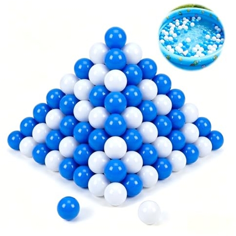panemy Poolbollar för barn 50 stycken, 5,5 cm, BPA-fri, 7 blandade färger, färgglada bollar för bollpool, sensoriska bollar baby lämplig för pool för barn (blå och vit)