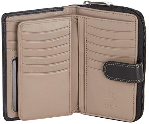 VISCONTI ® Leder Portemonnaie Damen RFID Schutz Geldbeutel Damen Geldbörse Bifold Mehrfarbig Portmonee in Geschenk-Box