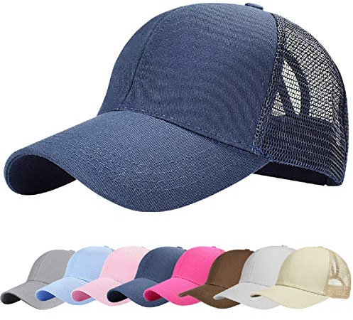 UMIPUBO Mesh Baseball Cap för kvinnor Basecap Outdoor Sport Mössa Casual Baseballkeps Nettokeps Låsshalm Baseballkeps, marinblå, one size
