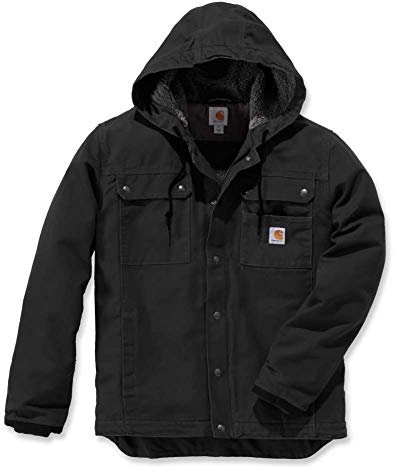 Carhartt Giacca Da Lavoro Vestibilità Comoda In Tessuto Washed Duck, Con Fodera In Tessuto Sherpa, Uomo, Nero, XL
