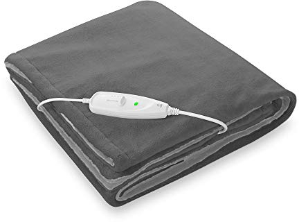 medisana HDW Kuschelheizdecke, waschbar, Kuscheldecke mit Abschaltautomatik, 4 Temperaturstufen, 2-farbig Wendeoptik, grau/dunkelgrau, 180 x 130 cm