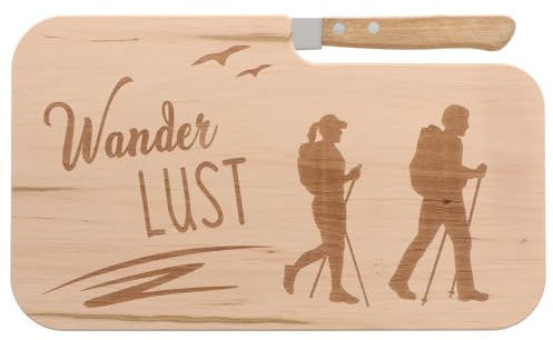 Snack board avec couteau - Snack board avec gravure - Planche en bois avec couteau - Cadeaux pour randonneurs - Cadeaux pour l'extérieur - Petit déjeuner en plein air ...