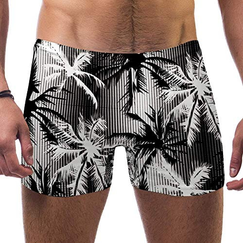 Lorvies Herren Badehose mit Kokosnuss-Palme, kurz, quadratische Beine, schnell trocknend, Größe S Gr. S 7-9, multi