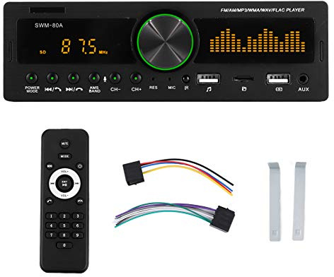 Lecteur MP3 de Voiture, Lecteur o MP3 Bluetooth 1 DIN avec Télécommande Prise en Charge de la Commande Vocale SWM-80A(Positioning)