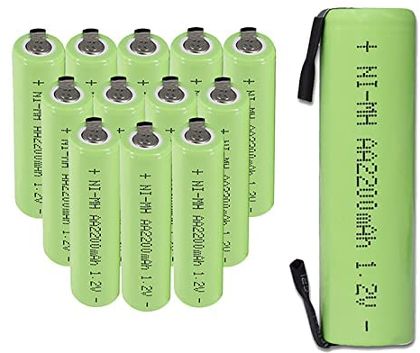 CITYORK Baterías AA recargables de 1,2 V NiMH 2200 mAh con pestañas, alta capacidad y diseñadas para paquetes de baterías, paquete de 12 (12 unidades)