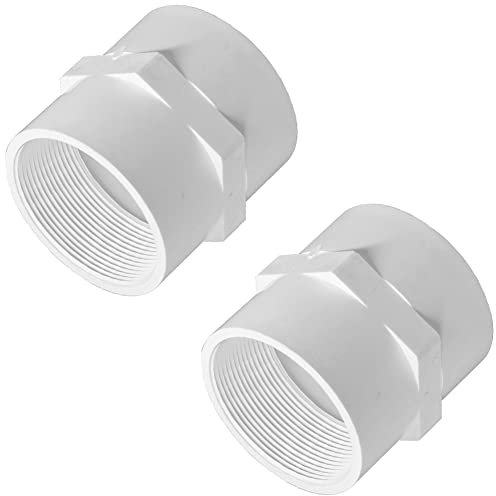Fitvell 2 PVC Pipe Fitting Adapter Connector Union Coupling Schedule 40 (Slip Socket x NPT Female Pipe Thread), Pack of 2
