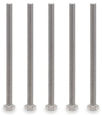 VictorsHome Viti a testa esagonale M8, M8-1,25 x 120 mm in acciaio inossidabile 304 completamente filettato, 5 pezzi