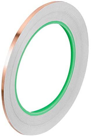 PATIKIL cinta de cobre 0,12 pulgadas x 21 yardas 0,05 espesor cobre hoja cinta doble cara conductor adhesivo EMI blindaje para electrónica, circuitos, puesta a tierra