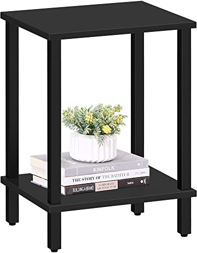 TUTOTAK End Table, Side Table, Nightstand, 2-Tier Storage Shelf, Sofa Side Table for Small Space, Living Room, Bed Room Black TB01BK034