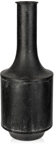 Briful 15 Tall Metal Flower Vase Vintage Black Vase for Flowers, Rustic Farmhouse Style Galvanized Metal Vases, Decorative Whitewashed Tall Vases for Living Room Tabletop Centerpiece Decoration