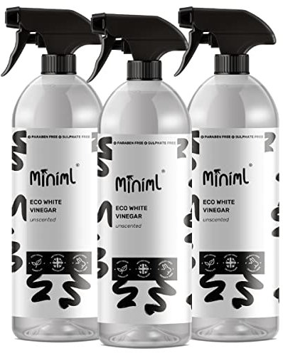 Miniml Eco White Vinegar Cleaning Unscented 3 x 750ml - All Natural Multi-Surface & Multi-Purpose Cleaner, Limescale Remover, Laundry Softener & More - 100% Vegan & Cruelty Free