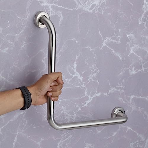 Plantex Stainless Steel L-Shape Grab Bar for Bathroom/Support Handle for Toilet for Elderly/Wall Mounted Safety Hand Support Rail - Pack of 1 (Matt)