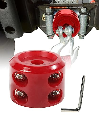 Reswish Rubber Winch Stopper,Winch Cable Hook Stopper,Rubber Rope Line Saver,Winch Cable Hook Rubber Stopper with Stainless Steel Screws and Nuts,Rubber Hook Stopper for Synthetic Winch Rope (Red)