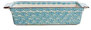 Kuchenform ART DECO blau aus Steinzeug Backform Keramik, 31 x 13 x 7 cm