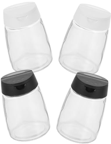 BESTonZON 4 Stück Gewürzflaschen Menagerie Salz Pfeffer Salz Und Pfefferstreuer Gewürzbehälter Schokoladenstreuer Zuckerstreuer Grobstreuer Gewürz Menage Salzdose Glas Salzstreuer Würze