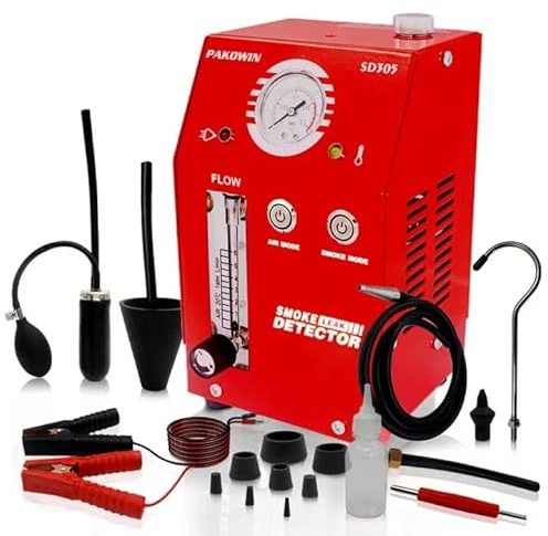 pakowin Automatischer Rauchmaschinen-Leckdetektor - 12V DC EVAP-Vakuumsystem-Diagnosetester für Rohrsysteme mit Multifunktion und Druckanzeige - Rot