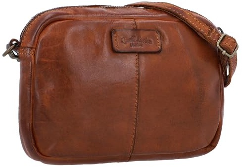 Gusti Leder Umhängetasche Damen Dominic - Handtasche aus Ziegenleder Vintage Cognac Braun - Schultertasche mit Reißverschluss und vegetabiler Gerbung