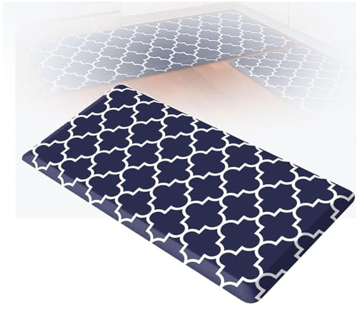 0.47 Pouce Tapis De Sol De Cuisine ， PVC Lourd PVC Non-Glissement ImperméAble Tapis De Sol en Mousse à MéMoire De Cuisine ， pour Le Bureau du Puits De Maison,Blue-17.3×71