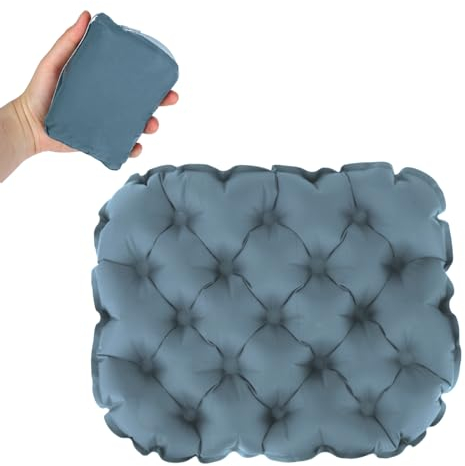 Fadcaer Inflatable Seat Cushion,Portable Air Sitting Pad with Carry Bag,Moisture Water Resistant Camping Chair,Portable Lightweight Travel Air Sitting Pad,for Camping,Bleachers,Glassing Pad (Gray)
