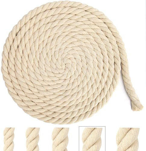 Pyroclasia Cordoncino di cotone 15 mm 5 m di colore beige, corda di cotone macramè, filo spesso per decorazioni, lavori fai da te, artigianato, giardinaggio, confezione regalo