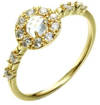 Whoiy Damen Ringe Gelbgold, 14 Karat Gold Zierlich Topas Eheringe Echt Gold 585 Hochzeitsringe Verlobungsring für Frauen Größe 47 (15.0)
