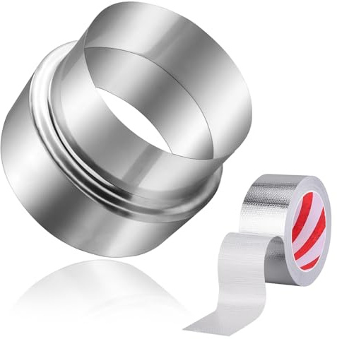 Beekeg Riduzione per tubo di fumo, riduzione per camino in acciaio inossidabile, riduzione per tubo del camino, pezzo di transizione 120/100/80 con nastro adesivo in alluminio da 5M (100 mm a 80 mm)