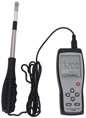 Anémomètre à fil chaud portable USB Communication par ordinateur Jauge de température de vitesse du vent avec capteur thermique for l'industrie agricole Jauge de température de vitesse du vent sur aut