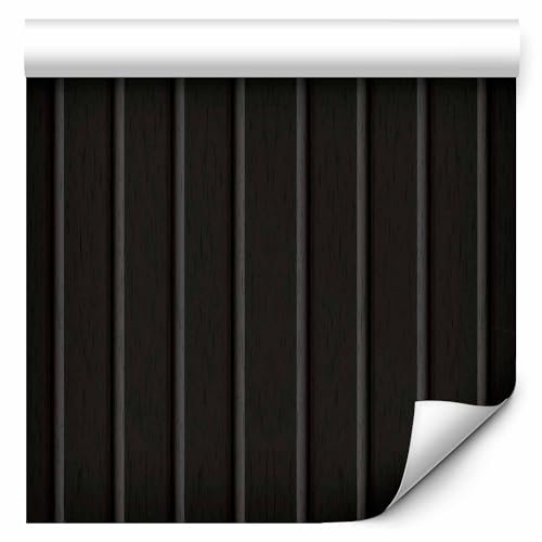 murando - Vlies Tapete Deko Panel Fototapete Wanddeko 10 m Holz optik 3D Lamellen - Tapetenrolle Mustertapete Wandtapete modern design Dekoration - Dunkelheit Schwarze Holzbretter - f-B-10146-j-a
