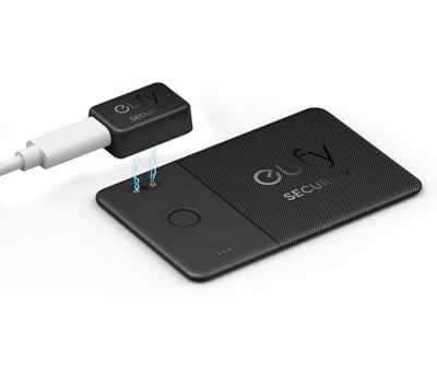 eufy Security SmartTrack Card E30 (Black, 1-Pack), Rechargeable, Works with Apple Find My (iOS Only), Bluetooth Tracker, Perfect for Wallet, Passport, and Laptop, Water Resistant