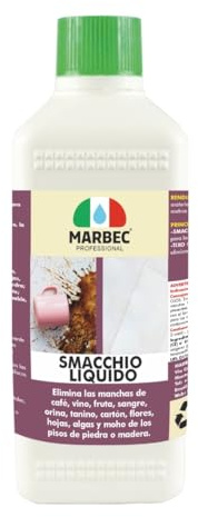 MARBEC SMACCHIO LIQUIDO 500ML Quitamanchas listo para el uso específico para la eliminación de manchas de: café, vino, zumo, sangre, tanino, algas para suelos y revestimientos.