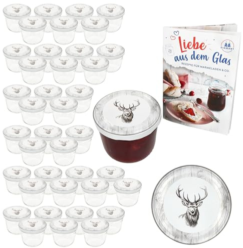 MamboCat 40er Set Sturzglas 230 ml mit Twist-Off-Deckel Alois Hirsch I Einmachgläser + to 82 Deckel + GRATIS Rezeptheft I Vorratsgläser einkochen & konservieren I Weihnachten