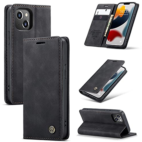 WJXEXRS Handyhülle für iPhone 13 Mini Hülle, Premium Klapphülle Leder Schutzhülle Klappbar mit Kartenfach Ständer Magnet Handytasche Standfunktion Flip Case Lederhülle für iPhone 13 Mini -Schwarz