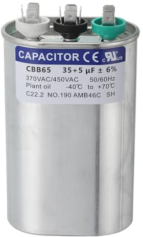 PATIKIL Condensador CBB65, 35+5uF 370-440 VAC 50/60Hz Aluminio CBB65 Condensador Arranque Motor Para Sistemas HVAC, Aire Acondicionado, Bomba Calor