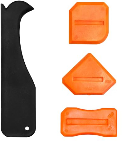 Ainkou 4 PCS Caulking Tool Set, Reusable Sealant Grout Finishing Tools Caulk Removal Applicator for Kitchen, Bathroom, Window, Floor, Sink Joint - Orange