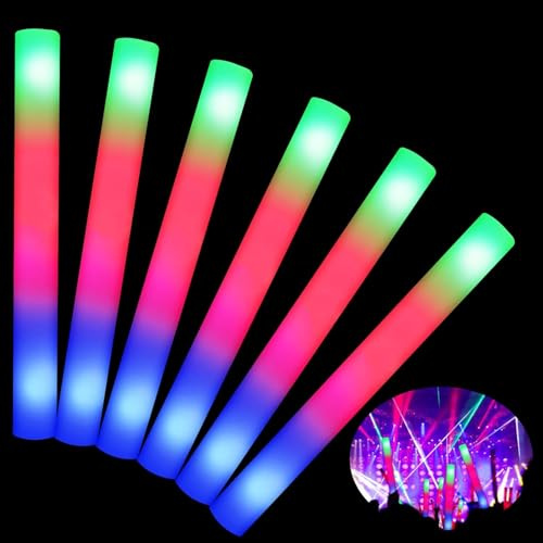 SULOLI 20PCS Multicolor LED Foam Glow Sticks, Giant Glow Sticks for Wedding, Party & Group Play