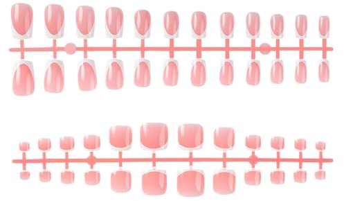 Prensa Blanca Refinada En Uñas 48pcs Conjunto Corto Francés Uñas De Acrílico Consejos Para Mujeres Elegantes Chicas Desnudas Diseño Blanco