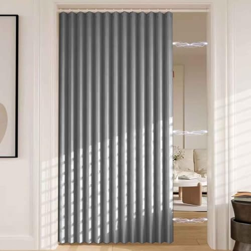 YWQJL Falttürvorhang,Mit Teleskopstange,Magnetischer Türvorhang mit Verdunkelung, Faltbarer Raumteiler für Bad/Schlafzimmer/Wohnzimmer, Akkordeon-Design(01,W 120*H 200cm)