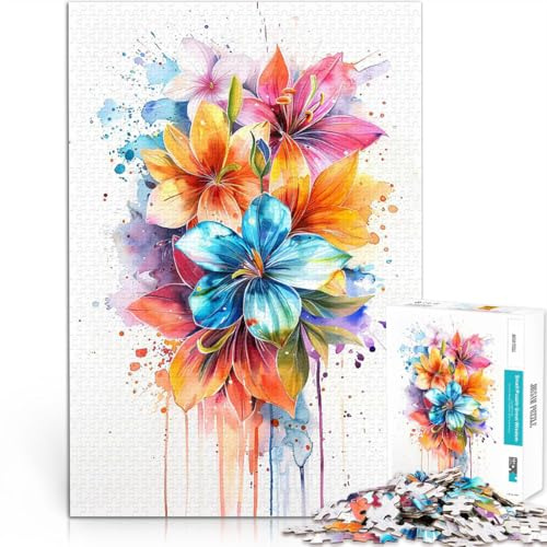 Puzzle 1000 pièces pour Adultes Bouquet de Fleurs à l'aquarelle Jouets de Divertissement Familial Décoration Parfaite 38x26cm