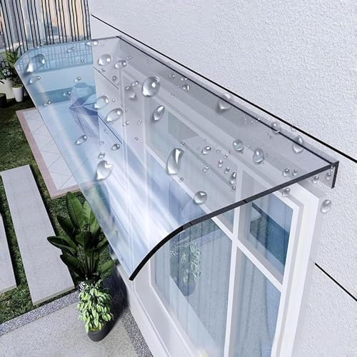 Transparent Auvent Marquise Aluminium pour Terrasse Balcon Patio 60cm 80cm 100cm 120cm Auvent Exterieur Protection Contre la Pluie Toit de Porte d'entrée Résistante