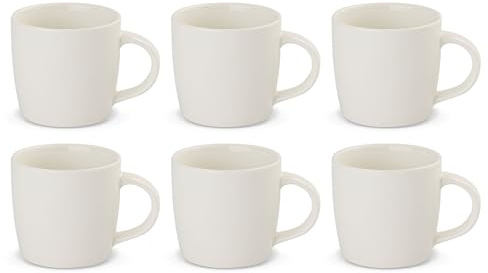 Gerlach 1760 Kaffeebecher Set - Becher Trinkbecher mit Henkel - für 6 Personen - Porzellan - Flow New - Elfenbein 350 ml