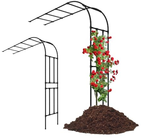 Arche de jardin en métal - Demi arche en acier galvanisé avec revêtement en plastique PE durable - Parfait pour plantes grimpantes et roses - 120270 cm - Réglable - Arches de jardin décoratives